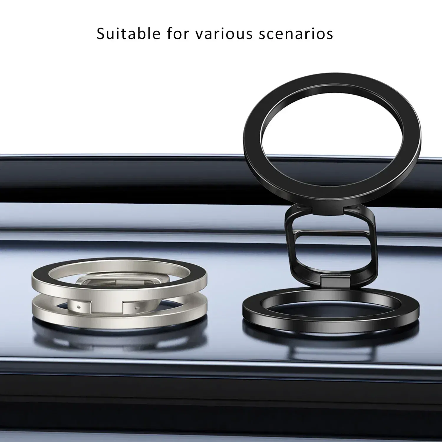 Color: WHITE - 2024 Double-Sided Magnetic Phone Ring Holder for MagSafe Kickstand Magnet Grip for iPhone 16 15 14 13 12 Pro Android Phone Stand