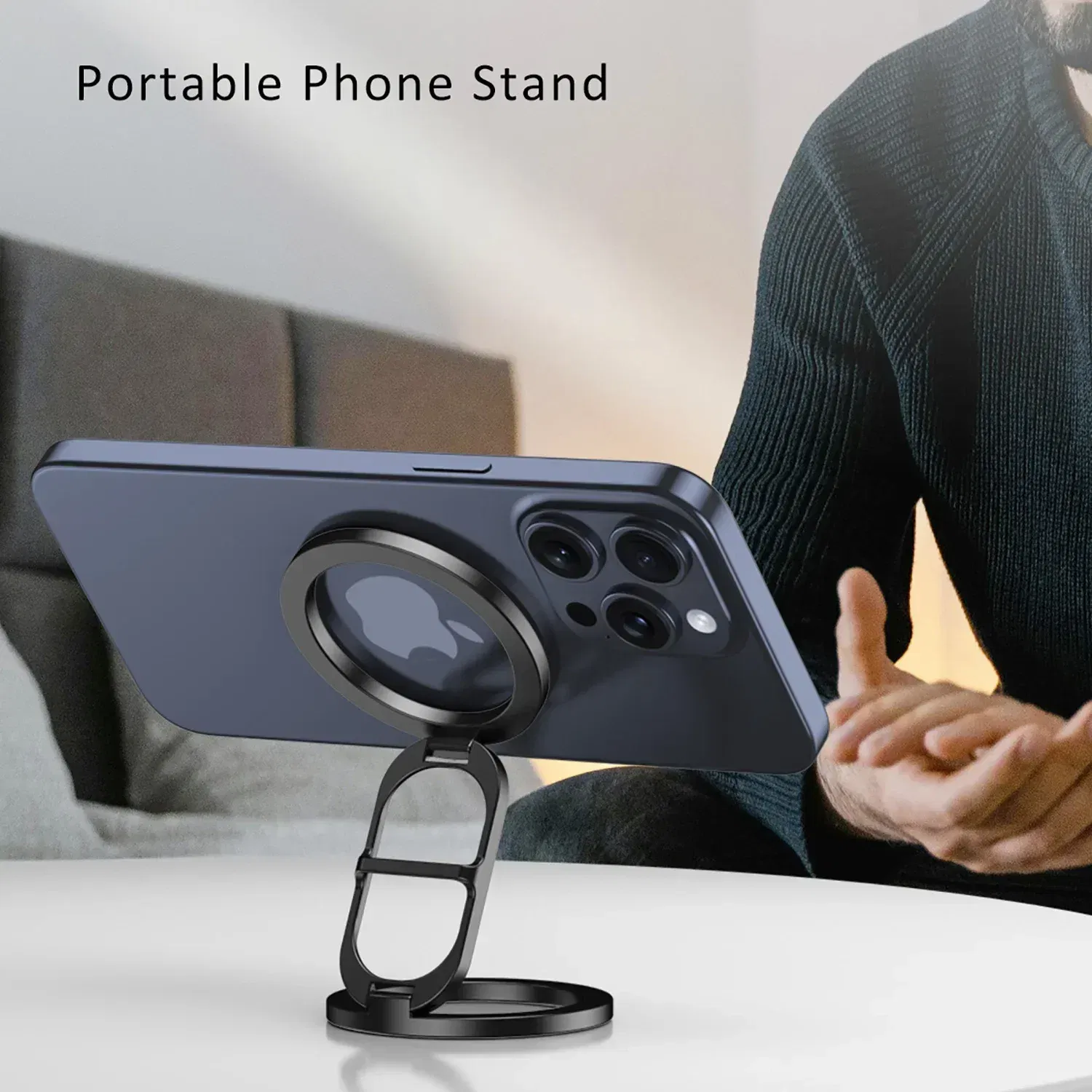 Color: WHITE - 2024 Double-Sided Magnetic Phone Ring Holder for MagSafe Kickstand Magnet Grip for iPhone 16 15 14 13 12 Pro Android Phone Stand