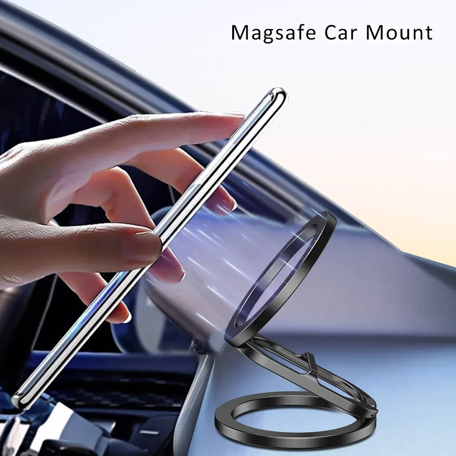 Color: WHITE - 2024 Double-Sided Magnetic Phone Ring Holder for MagSafe Kickstand Magnet Grip for iPhone 16 15 14 13 12 Pro Android Phone Stand