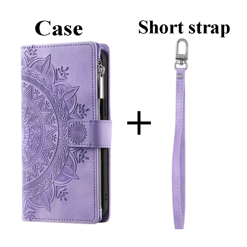 Color: PURPLE, Material: Genuine Leather - CrossBody Strap Zipper Wallet Coque for Samsung Galaxy A71 A51 A50 A41 A21S A30 A70 A50S A20 A31 A30S A10 A20E A 51 70 Flip Case
