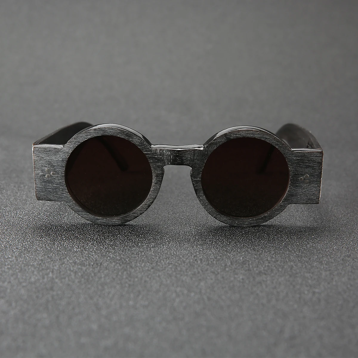 Frame Color: PURPLE, Ships From: CHINA - Punk style retro personality round frame rough matte wide temple sunglasses frame buffalo horn material handmade custom
