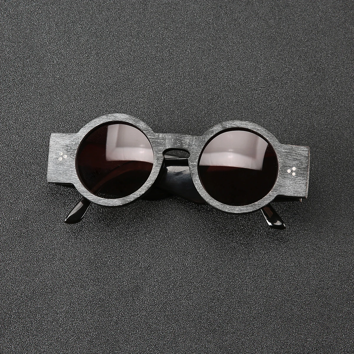 Frame Color: PURPLE, Ships From: CHINA - Punk style retro personality round frame rough matte wide temple sunglasses frame buffalo horn material handmade custom