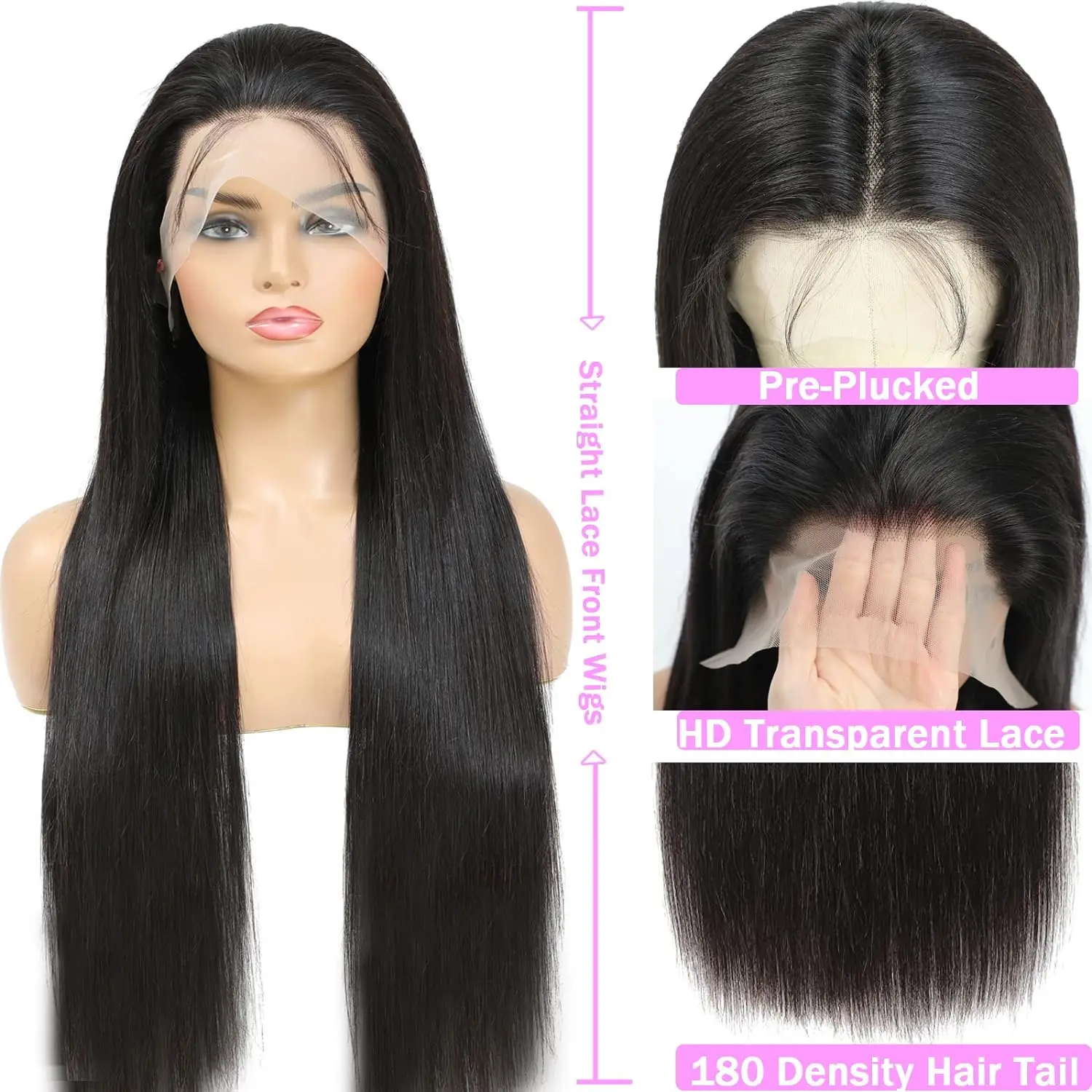 Color: T1B/613, Stretched Length: 32inches, Density: 250%, Lace Size: 13x4 - 26 28 30 180%straight hd lace frontal human hair wigs 13x4 HD Lace Frontal Human Hair Wigs For Women? 100% human hair pre-cut wig