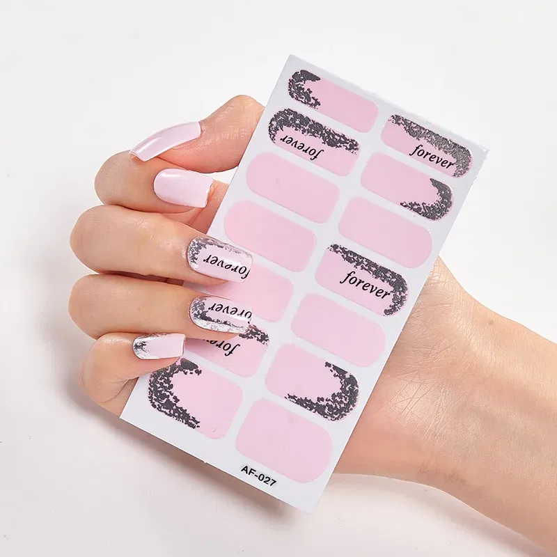 Color: Brige - Nail Sticker set Self Adhesive Nail Sticker Nail Strips Nailart Sticker Sticker For Nails Foil Nail Art Stickers 2020 Shiny