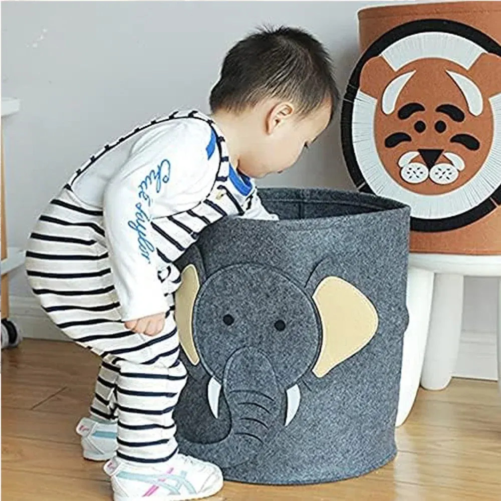 Color: plum - Cartoon Storage Basket Washable Dirty Clothes Basket Foldable Children's Toy Clothes Storage Bucket Home Storage Laundry Basket