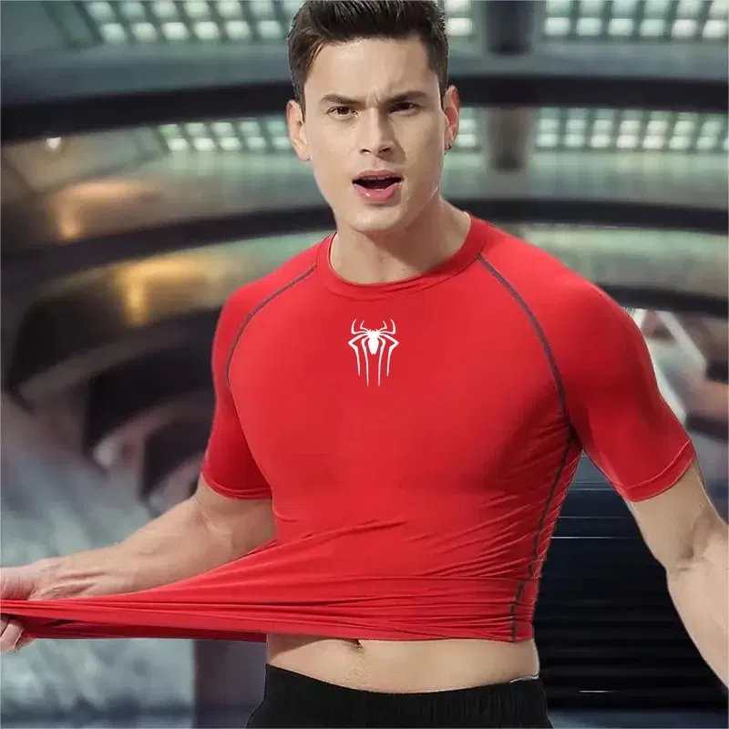 Color: Blue, Size: L - Printed Men's Athletic Compression Shirts Athletic Quick Dry Breathable Rash Guard Athletic Tight Workout Tops Summer Men