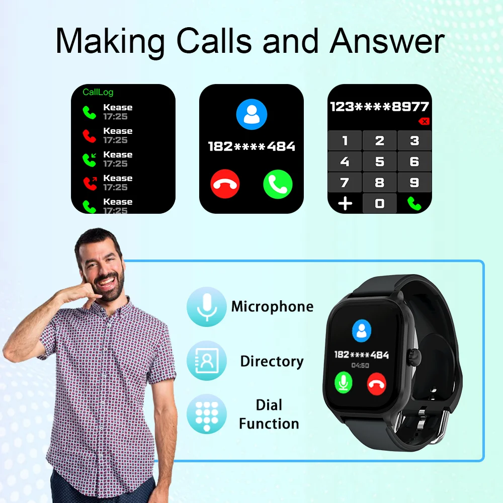 Color: Pink - LAXASFIT H9 and H6 Smartwatch Dial to Answer Calls Calorie Tracking Heart Rate Blood Oxygen Monitoring Bluetooth Smart Watch