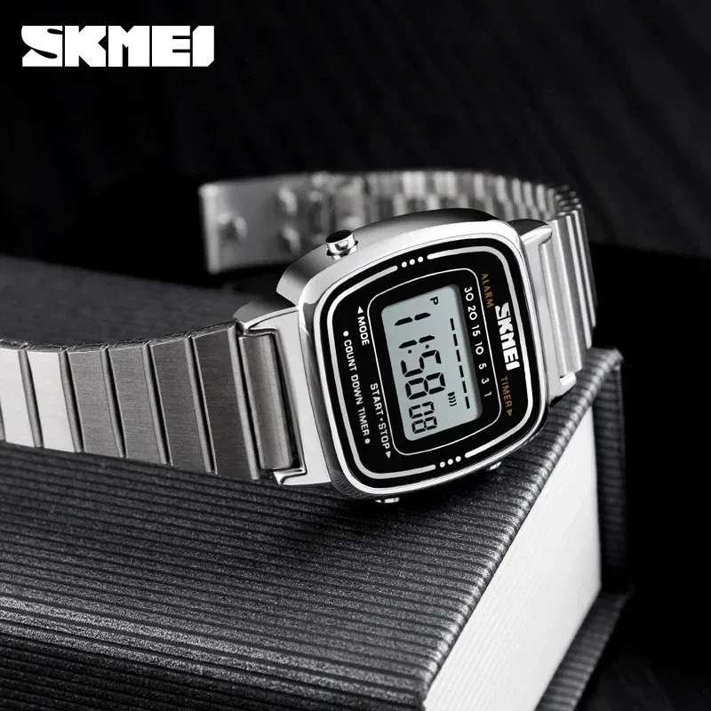 Color: WHITE, Ships From: CHINA - SKMEI1901 Women Top brands Luxury 3Bar Waterproof Ladies Watches Small Dial Digital Watch Relogio Feminino  Fashion Sport Watch