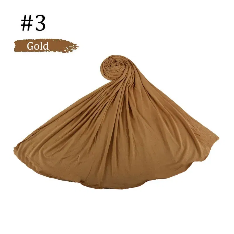 Color: Light Coffee - 180X85cm  Muslim Women Jersey Hijab Scarf Cotton Stretchy Premium Jersey HIjabs Soft Material Big Large Size Jersey Scarves