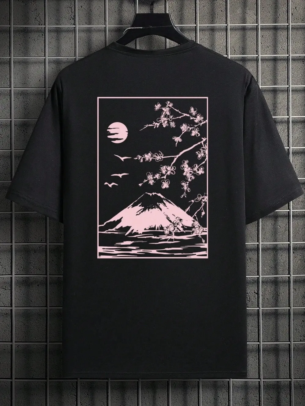 Color: Beige, Size: XXXL - Tokyo Sakura Mount Fuji Business Card T Shirt Men Fashion Tee Clothing Cotton Summer Casual Tops Hip Hop Loose Cotton T-Shirt