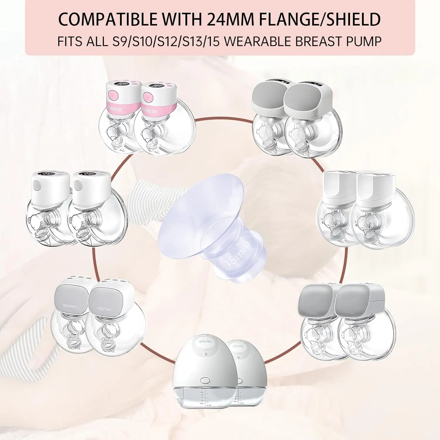 Color: black, Ships From: CHINA - Flange Inserts 13/15/17/19/21mm Compatible with Momcozy S12/S12pro/S9/S9 pro, for TSRETE/Spectra/Medela 24mm Shield/Flanges