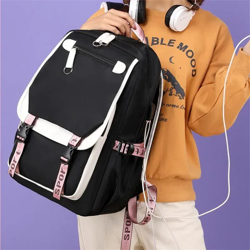 Color: Dark Khaki, Size: 17 Inches - Demon Slayer Backpack Schoolbag USB Laptop Bag Tokitou Muichirou Kanroji Mitsuri Men Women Rucksack Travel Shoulder Outdoor Bags