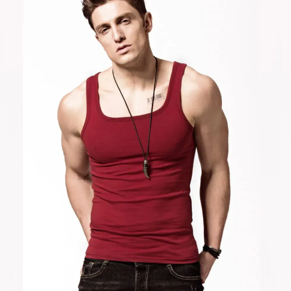 Color: PURPLE, Size: XL - 2024 Summer Plus Size Men Clothing Tank Tops Black White Gray Singlets Sleeveless Fitness Men Vest Casual Bodybuilding Vest New