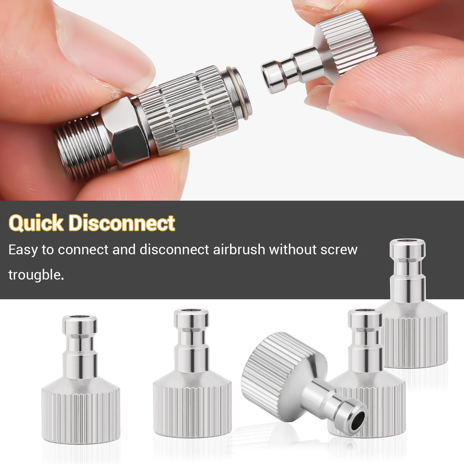 Color: Orange - Airbrush Quick Disconnect Coupler Release Fitting Plug, 6pcs 1/8 in BSP Male and Female Connections Adapter Air Brush Accessory