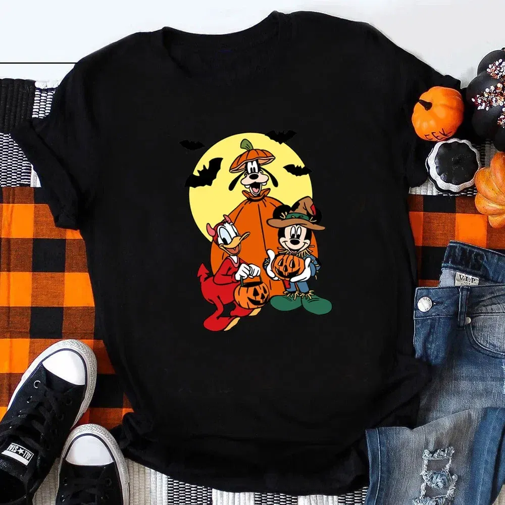 Color: Ivory, Kid Size: 4T - Funny Mickey Minnie Mummy Print Disney Children Cotton T Shirts Trick Treat Fashion Halloween Cute Kid Clothes Girls Streetwear