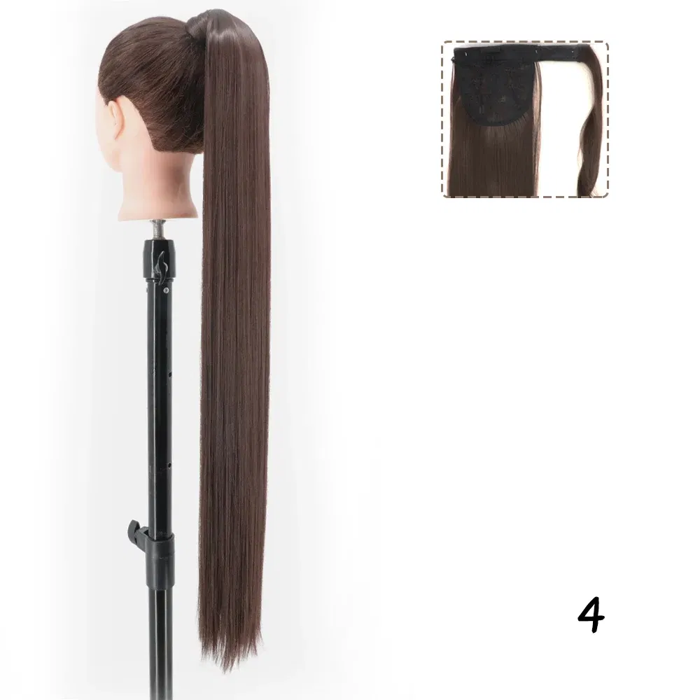Color: NC/4HL, Stretched Length: 34inches - AZQUEEN Straight Synthetic Hairpiece With Ponytail 85cm Super Long Wrap Around Clip In Hair Extensions Pony Tail For Daily Wear