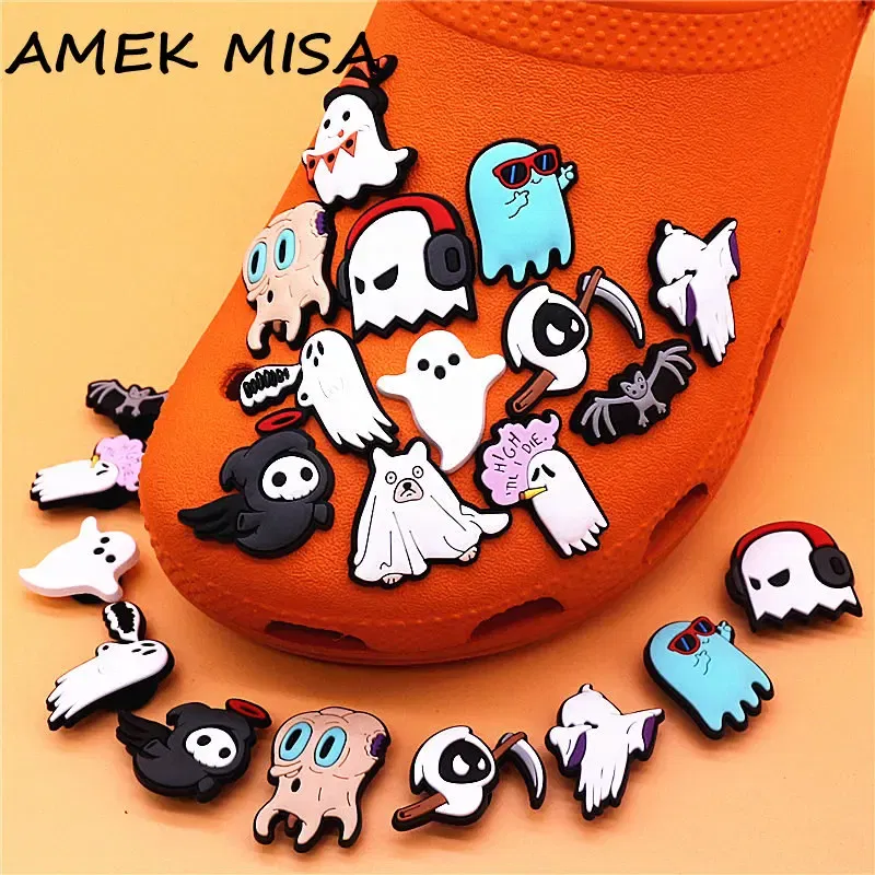 Color: Pink, Ships From: CHINA - 1pcs Funny Cute Ghosts Shoes Charms Jeans Magic Shoe Badges Buckle Lovely Death Shoe Upper Clip Decorations Kids Gifts Wholesale