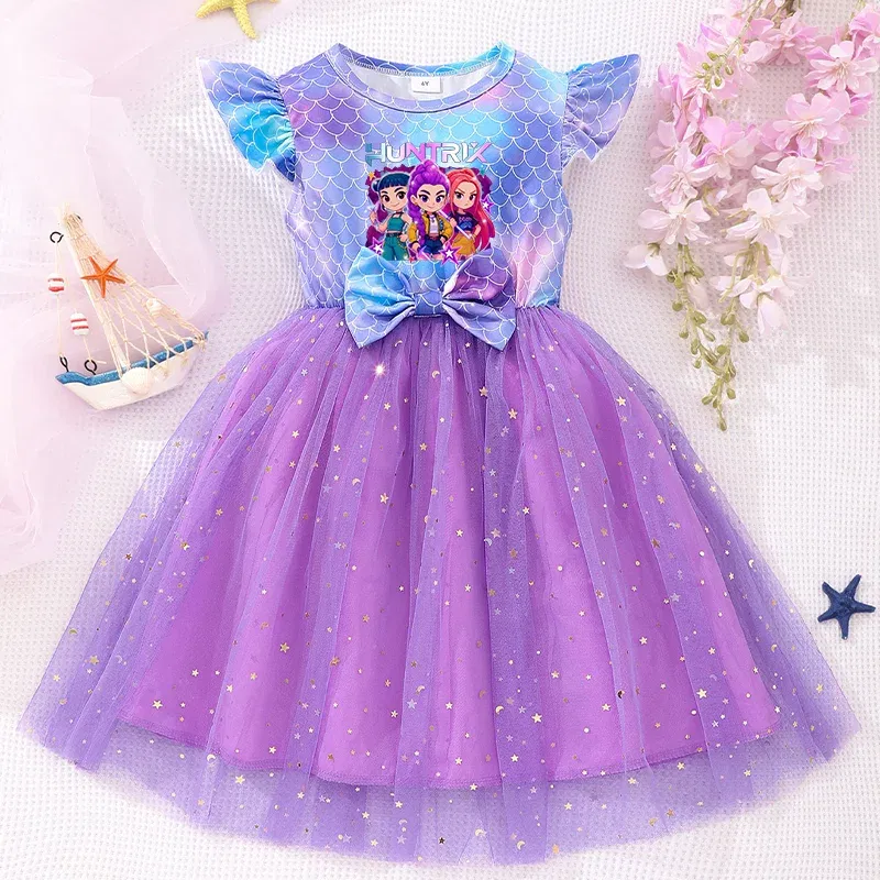 Color: Orange, Size: One Size, Ships From: CHINA, Height: 176 - KPop Demon Hunter Christmas Princess Dress Girl Fashion Casual Autumn Butterfly Dress Wedding Birthday Party Dress Gift Clothes