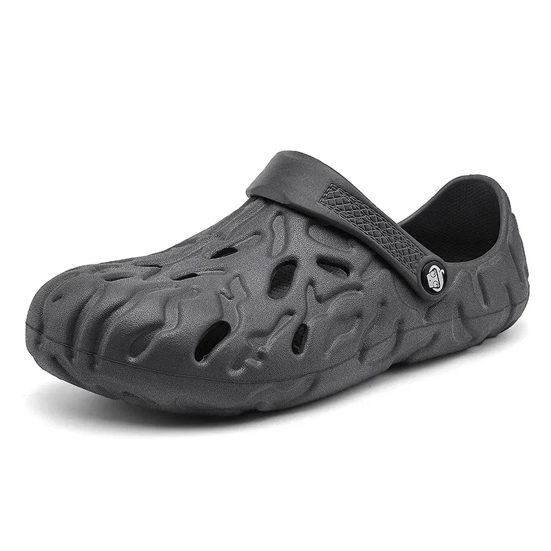 Color: Blue, Shoe Size: 40 - Men Summer Slippers Thick Sole Mens Clogs Sandals Hollow Breathable Flip Flops Sandals Shoes Fashion Beach Slippers