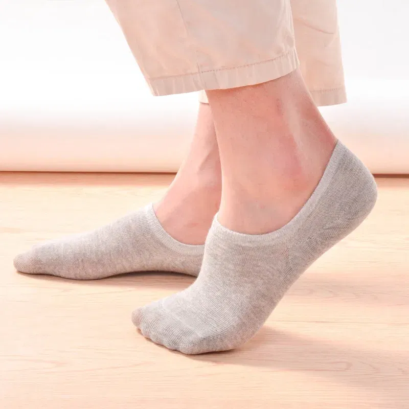 Color: Beige, Size: 13T - 5 pairs of boys girls children  soft invisible socks low  casual cotton leisure sailing anti-skid stealth non-display