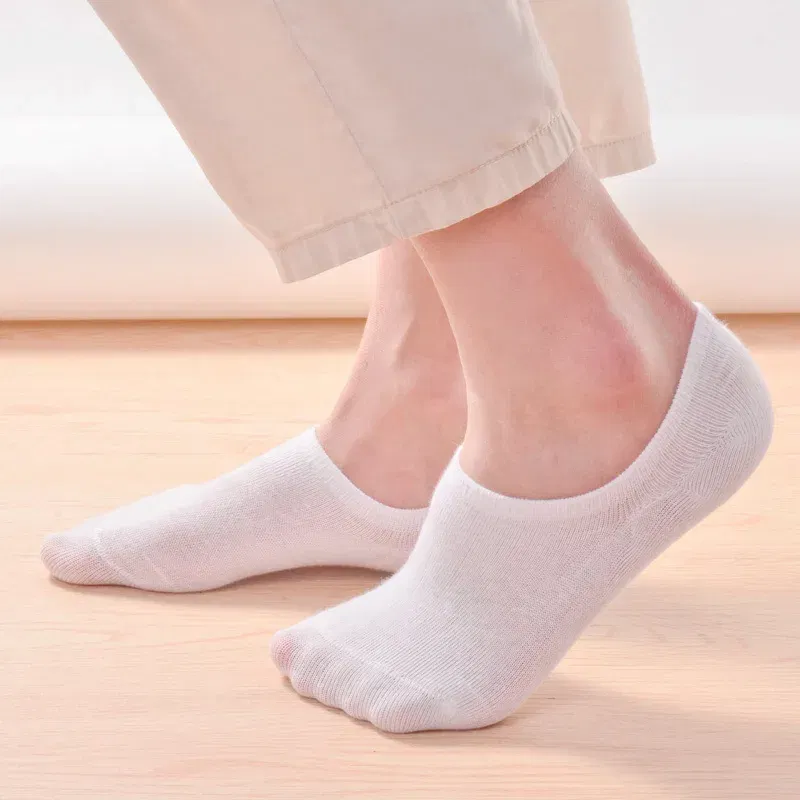 Color: Beige, Size: 13T - 5 pairs of boys girls children  soft invisible socks low  casual cotton leisure sailing anti-skid stealth non-display