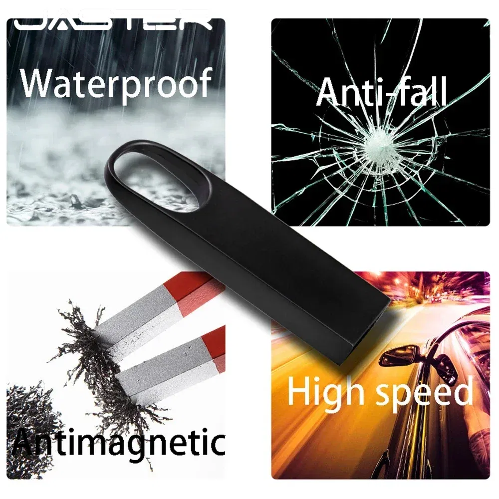 Capacity: 64GB, Color: Silver - JASTER Metal USB Flash Drives 64GB Real Capacity Memory Stick Black Pen Drive 32GB Creative Business Gift Silver Storage U Disk