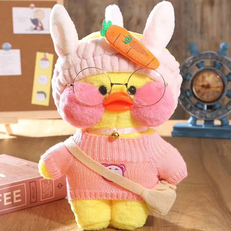 Color: Pink, Height: 11cm-30cm - 30cm Cute LaLafanfan Cafe Duck Plush Toy Kawaii LaLafanfan Duck Doll Soft Stuffed Animal Plush Pillow Birthday Gifts for Kids