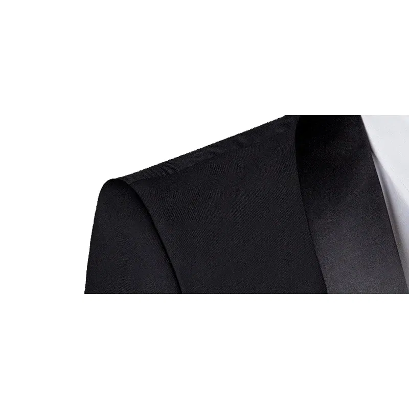 Color: black, Size: XXL - Shenrun Men Tuxedo Slim Fit Fashion Suit Wedding Shawl Lapel 3 Pieces Skinny Single Breasted Jacket Party Prom Singer Costume