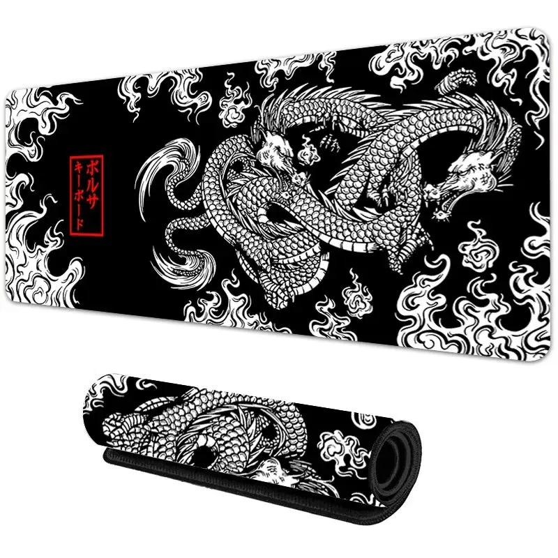 Size: L, Color: Orange - Japanese Dragon Large Gaming Mousepad XXL Keyboard Gamer Mouse Pad on The Table Speed Desk Mat Anime 900x400 700X300 Mouse Mats
