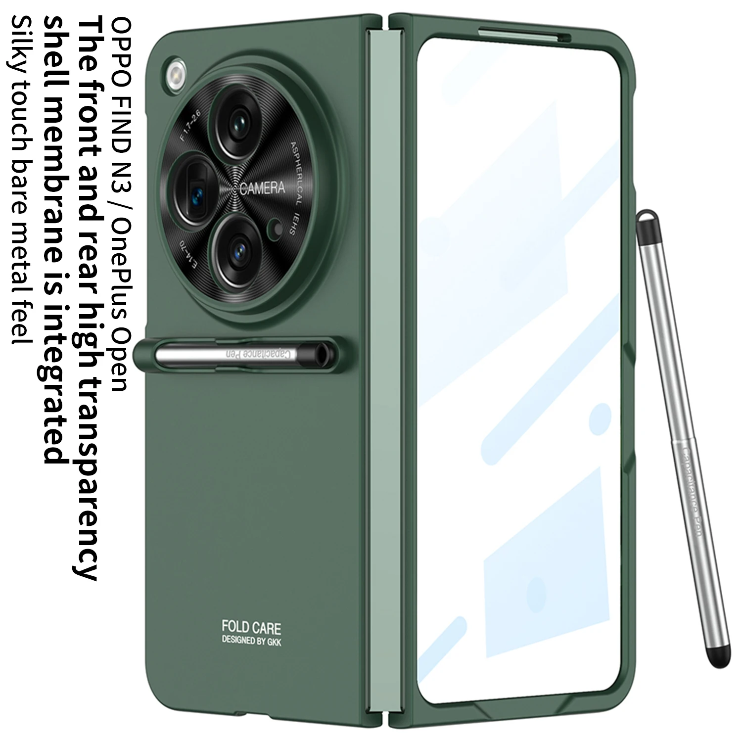 Color: Beige, Bundle: Case & Strap, Material: Plastic - With Pen For Oneplus Open Case Matte Hard Glass Film Screen Protection OPPO Find N3 Cover