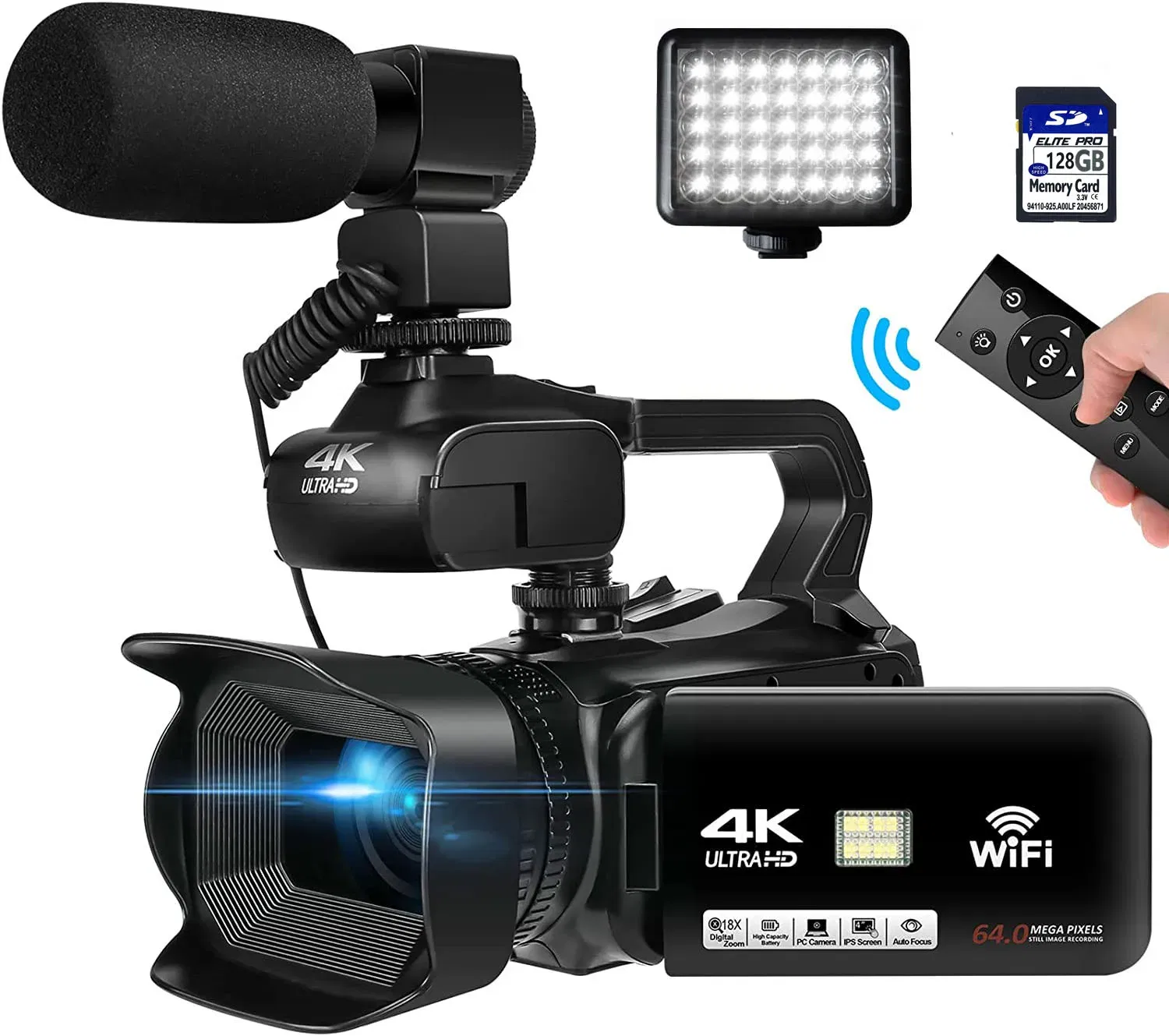 Bundle: Bundle1, Color: green, Ships From: CHINA - 2025 4.0"Touch Screen Digital Video Camera YouTube Camcorder 4K Ultra HD camera 64MP Streaming Camera