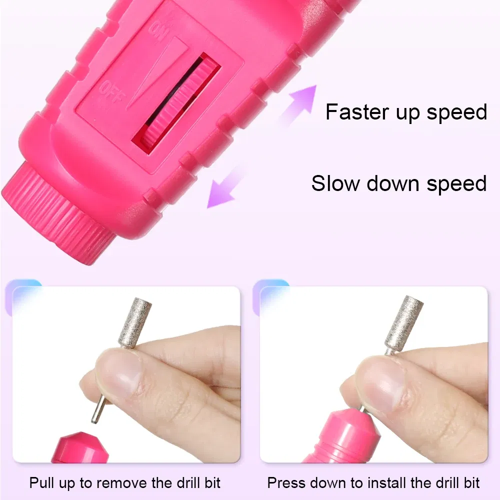 Color: Dark Khaki - LULAA Portable Electric Nail Drill Machine Manicure Milling Cutter Set Nail Files Drill Bits Gel Polish Remover Tools