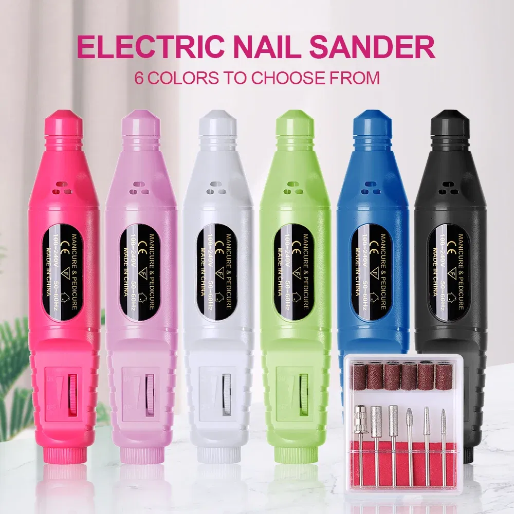 Color: Dark Khaki - LULAA Portable Electric Nail Drill Machine Manicure Milling Cutter Set Nail Files Drill Bits Gel Polish Remover Tools