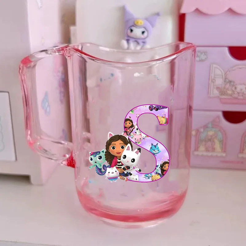 Color: SKY BLUE, Size: Other - Gabby Dollhouse Letter A-Z Print Water Cup ABS Tooth Brushing Cups Anime Kawaii Cat Kids Toothglass Cups Kids Birthday Gift