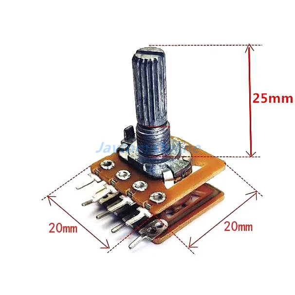 Color: Blue - 1PC WH-148 Audio Volume Potentiometer Switch Dual 8-pin With Center Tap B50K B100K 25mm