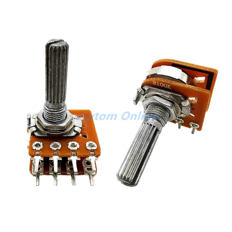 Color: Blue - 1PC WH-148 Audio Volume Potentiometer Switch Dual 8-pin With Center Tap B50K B100K 25mm