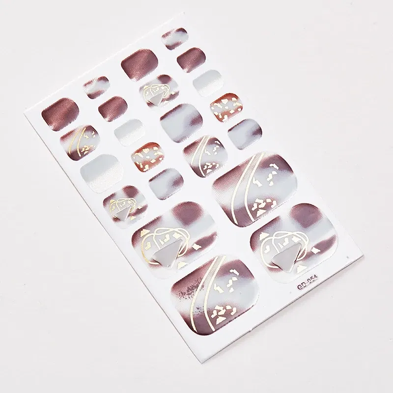 Color: wine red - 22 Tips/Sheet Women Salon Fashion Nail Stickers Designed Full Beauty Full Cover Nail Stickers Novidades Nails Sticker Designer