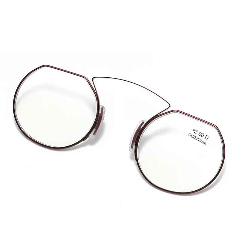 Frame Color: GRAY, Eye Prescription: +100 - Women Clip Nose Reading Glasses Anti Blue Light Presbyopic Glasses Men Portable Men's Eyeglasses Anti-Lost Legless Bezel + Case