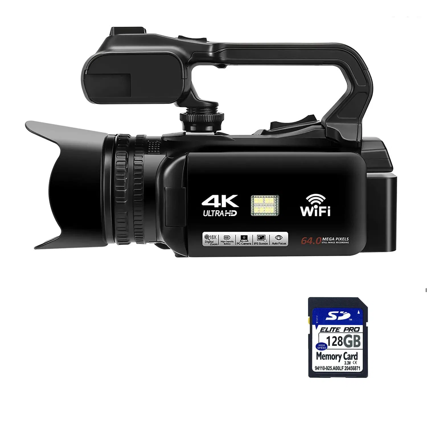 Bundle: Bundle1, Color: black, Ships From: CHINA - New 4.0"Touch Screen Digital Video Camera YouTube Camcorder 4K Ultra HD camera 64MP Streaming Camera