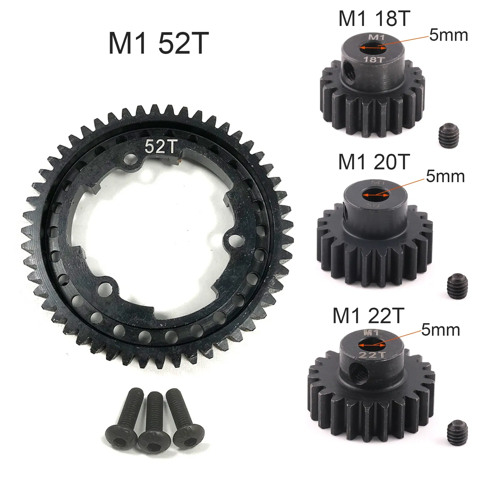 Color: Red - M1 46T 50T 52T 54T HardenedSteel Motor gear for 1/5 Traxxas X-Maxx 1/7 X0-1 1/10 Maxx 1/10 E-REVO 2.0 VXL RC Model Upgrade Parts