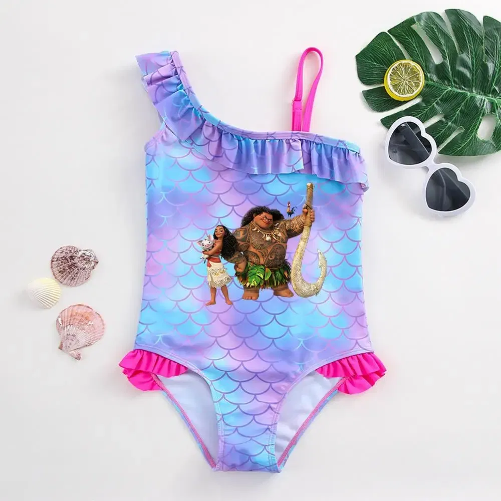 Color: GRAY, Kid Size: 12M - Moana Baby Girl Mermaid Fish Scale Print Swimsuit One-Piece Swimwear Toddler Bathing Suit Beach Outfit