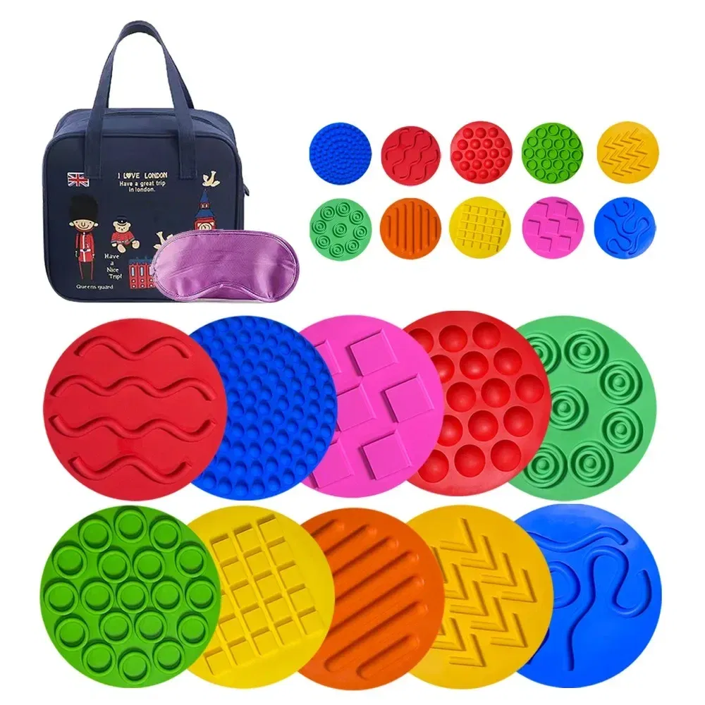 Color: Yellow - Children's Tactile Sensory Training Mat Acupressure Pad Foot Massage Mat Children's Baby Acupressure Pad Toe Pressure Pad