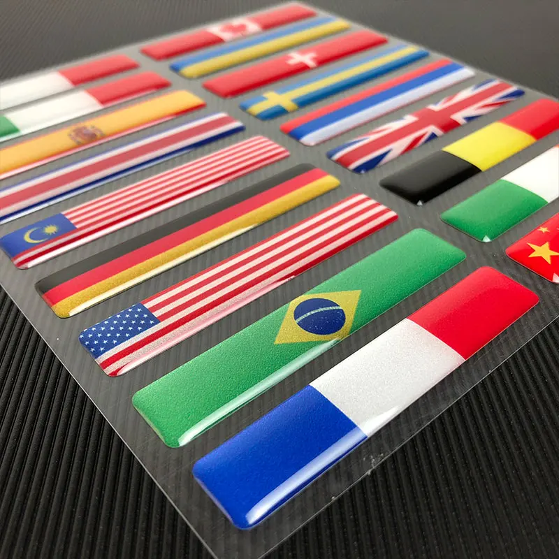 Color: Red - 3D Reflective National Flag Sticker Motorcycle Accessories Car Decal British Italy USA France Russia Spain Brazil Chile ukraine