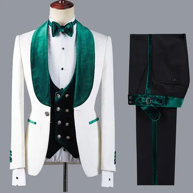 Color: Yellow, Size: XL - Floral Jacket Men Suit Slim Fit Wedding Tuxedo Navy Blue Velvet Lapel Groom Party Suits Costume Homme Best Man Blazer