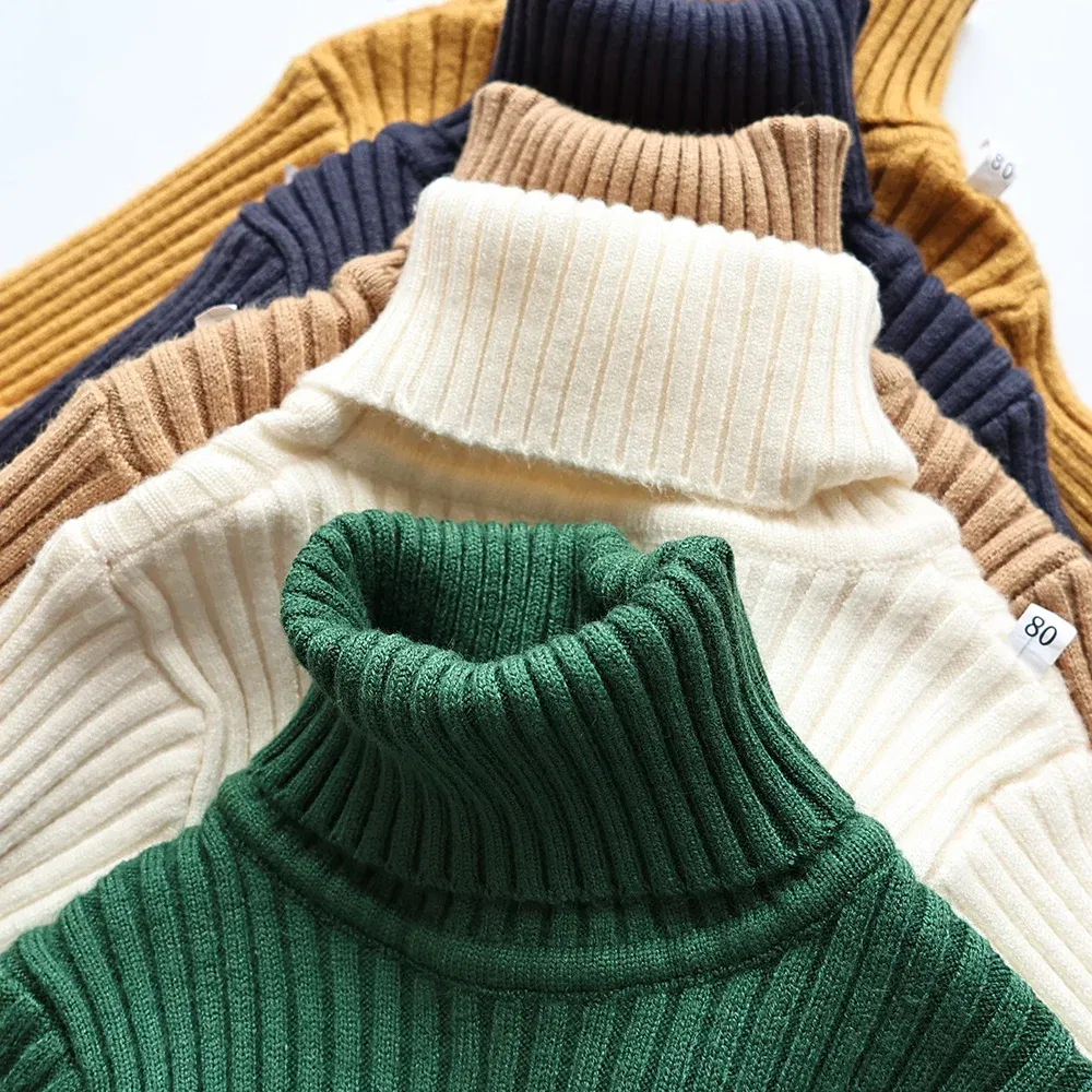 Color: Beige, Kid Size: 6 - MILANCEL Autumn Soft Tight Unisex Kids Knitwear Sweaters Solid Multi Color Girls Sweater Brief Boys Pullover Turtleneck Outwear