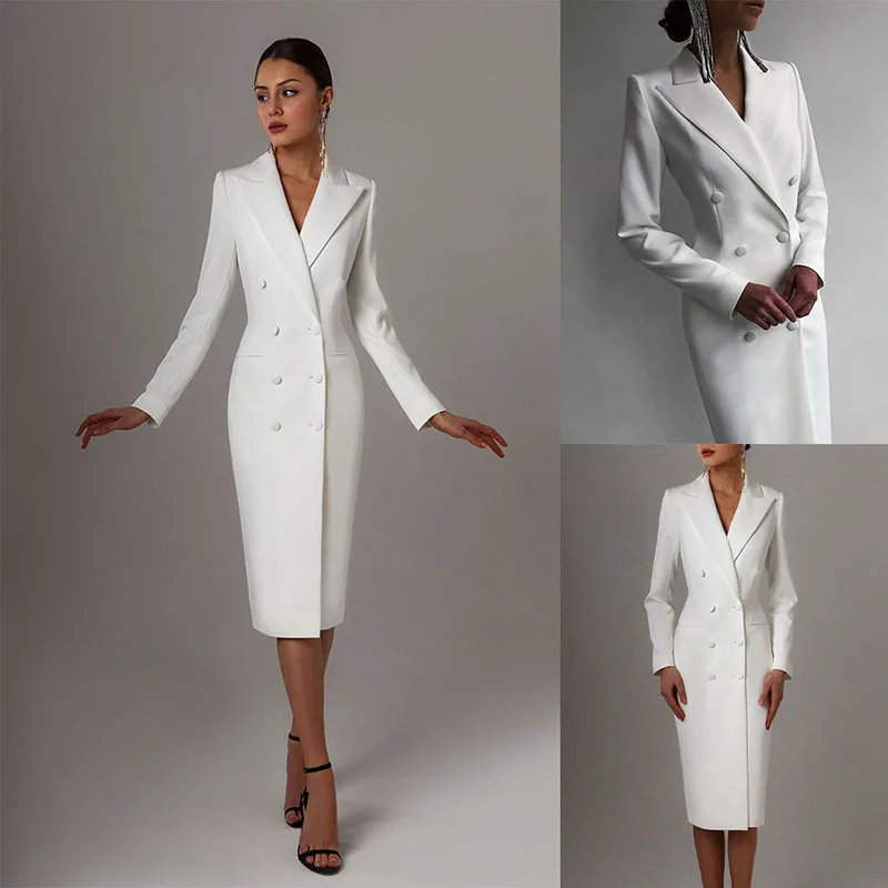 Color: ROYAL BLUE, Size: XXL - Women's Suit Long Blazer Double Breasted Jacket White Tuxedo Party Point Lapel Clothes спор?‚ивн?‹й кос?‚юм ?¶?µнск