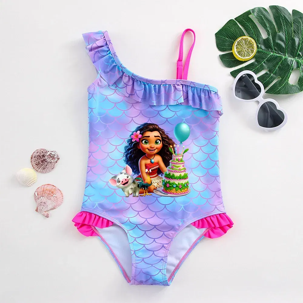 Color: Dark Grey, Kid Size: 9M - Moana Baby Girl Mermaid Fish Scale Print Swimsuit One-Piece Swimwear Toddler Bathing Suit Beach Outfit