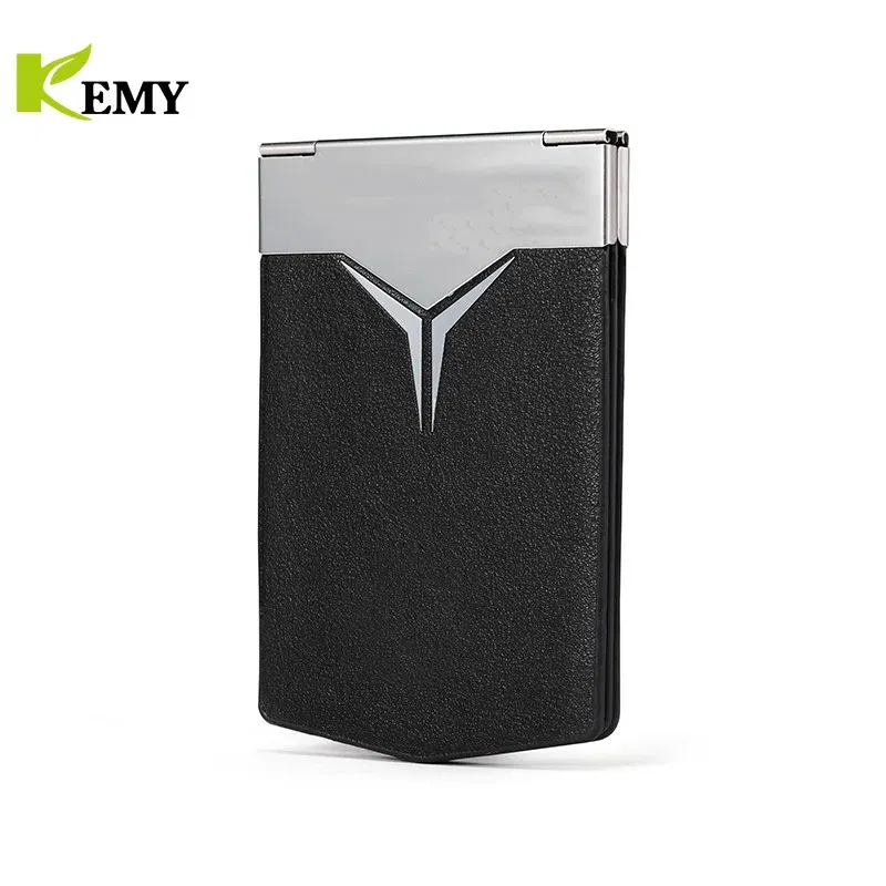 Color: Coffee - Fashion Aluminum Antimagnetic Card Holder Women Men Metal Cowhide Rfid Credit Card Business Card Holders Organizer Purse Wallet