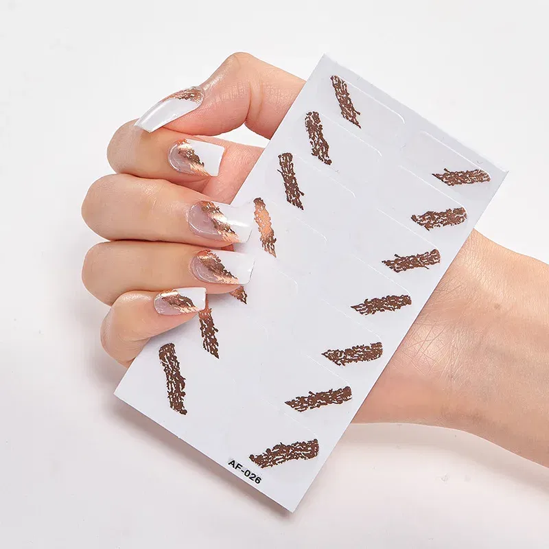 Color: Titanium - Nail Sticker Set Self Adhesive Nail Sticker Nail Strips Nailart Sticker Sticker For Nails Foil Nail Art Stickers 2020 Shiny