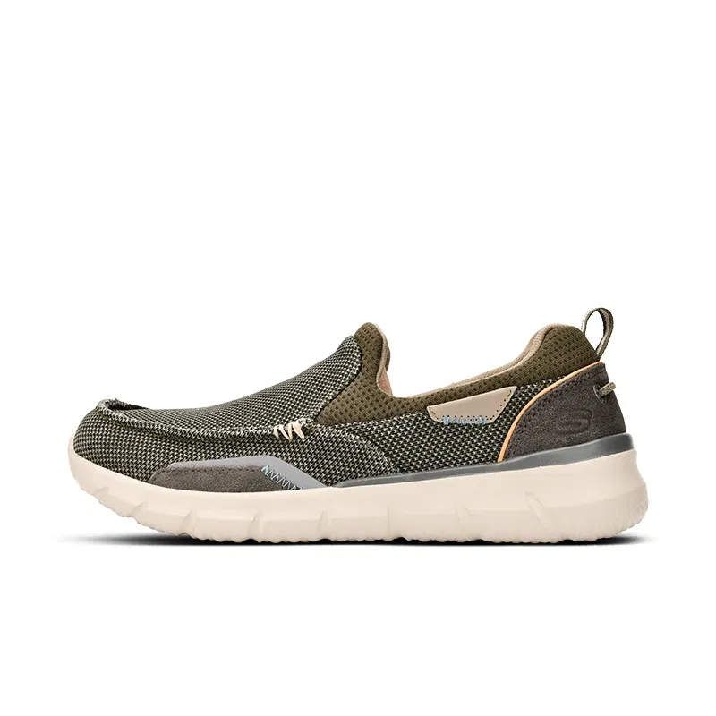 Color: Blue, Shoe Size: 44 - SKECHERS Men's Breathable Canvas Shoes Slip on Men Fashion Outdoor Sneakers Lightweight Boat Shoes Male Flats Driving Loafer